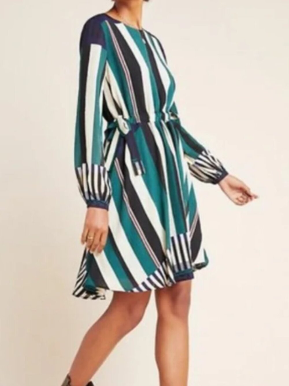 Anthropologie Sunday in Brooklyn Leger Striped Long Sleeve Dress - Petite Small